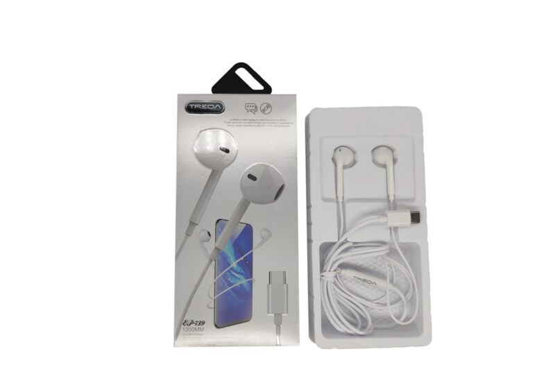 Treqa EP-739 Earbuds Handsfree με Βύσμα USB-C Λευκό - Image 3