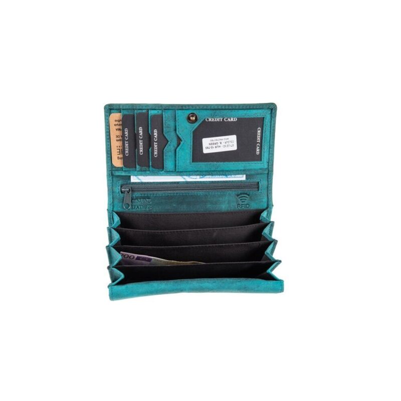 Fetiche Leather Μεγάλο Δερμάτινο Γυναικείο Πορτοφόλι Βεραμάν HUF 10-793 - Image 4