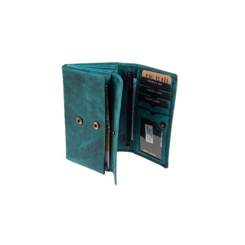 Fetiche Leather Μεγάλο Δερμάτινο Γυναικείο Πορτοφόλι Βεραμάν HUF 10-793 - Image 5