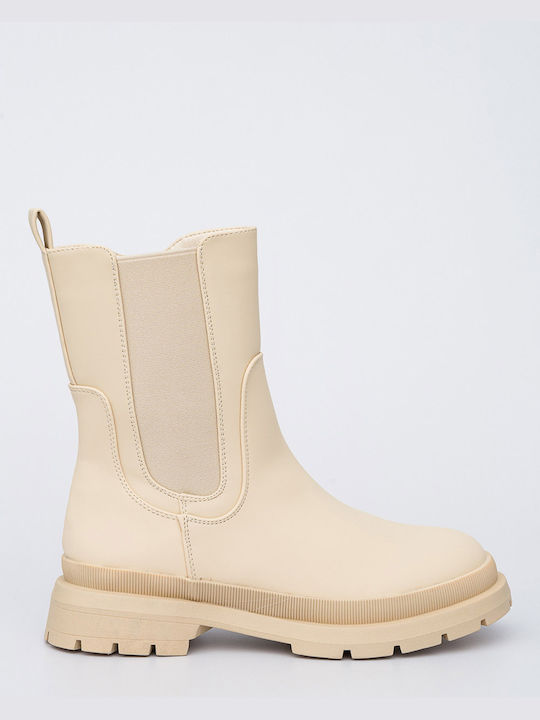 Adam's Shoes 829-22560 Γυναικεία Chelsea Μποτάκια Μπεζ - Image 4