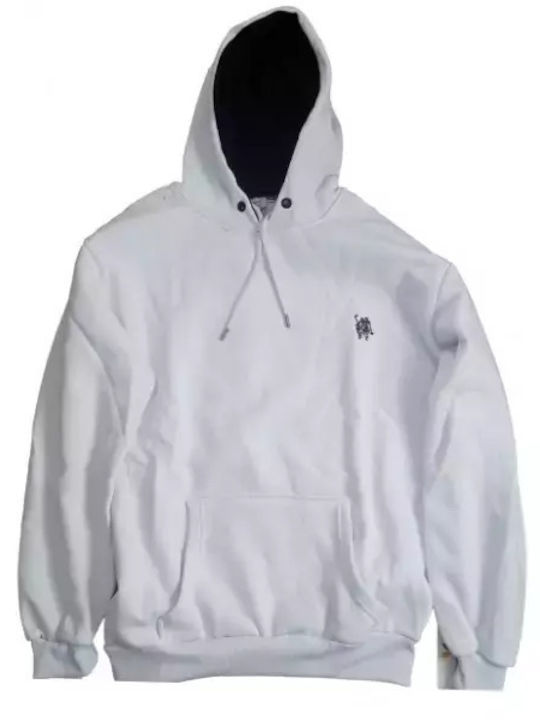 New World Polo Ανδρική Φούτερ με Κουκούλα Λευκό FK2001-WHITE