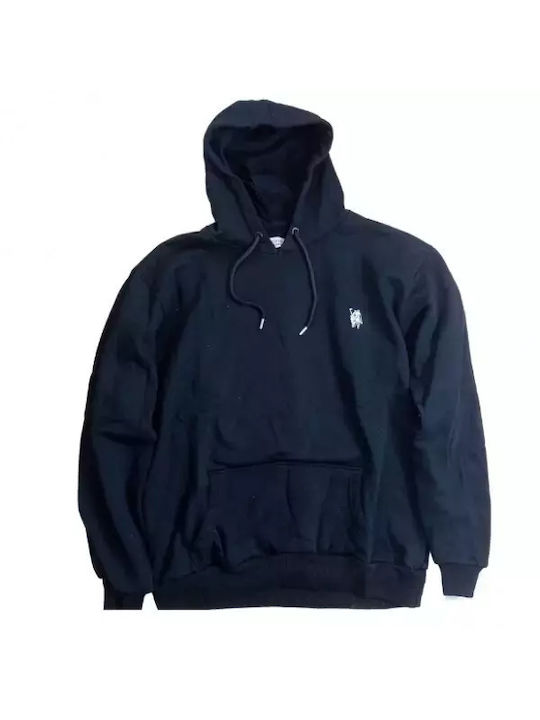 New World Polo Ανδρική Φούτερ με Κουκούλα Μαύρο FK2001-BLACK