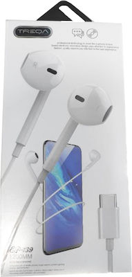 Treqa EP-739 Earbuds Handsfree με Βύσμα USB-C Λευκό
