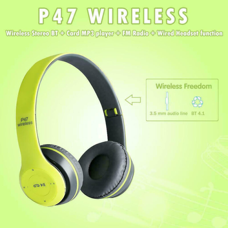 P47 Wireless BT Over Ear Ακουστικά  GREEN - Image 2