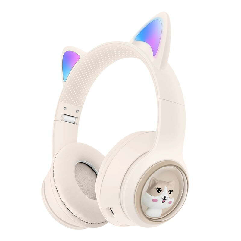 Cat Ear Ασύρματα Bluetooth Over Ear Παιδικά Ακουστικά -AKZ01 Beige