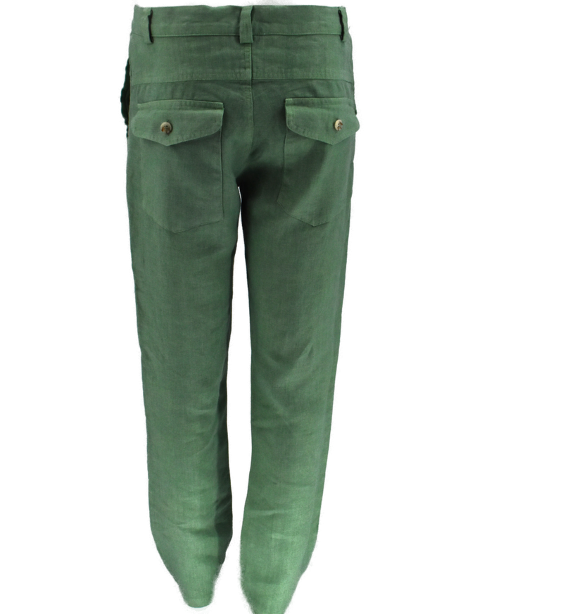 Ανδρικό Linen Pants Haris Cotton 100% col.JADE  K.Pnt-0706 - Image 4