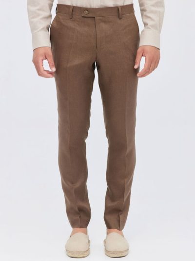 Ανδρικό Linen Pants Haris Cotton 100% col.ΚΑΦΕ k.PNT-0713
