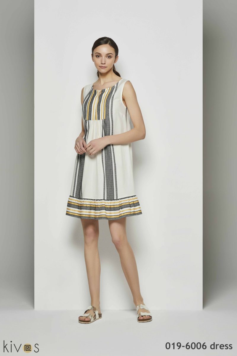 Μίνι φόρεμα καφτάνι άσπρο Kivos Fashion k.019-6006 - white - Image 4