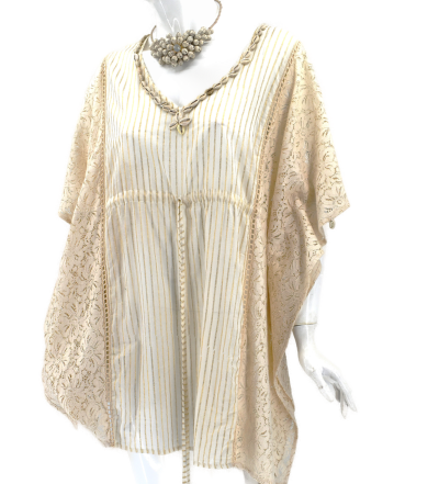 Ammos Καφτάνι   Beige  με κολλιέ κοχύλια κ. 42-987