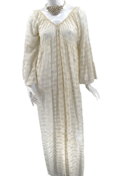 Καφτάνι Achilleas  μονόχρωμο  με δαντέλα κ. 60000344-01 white