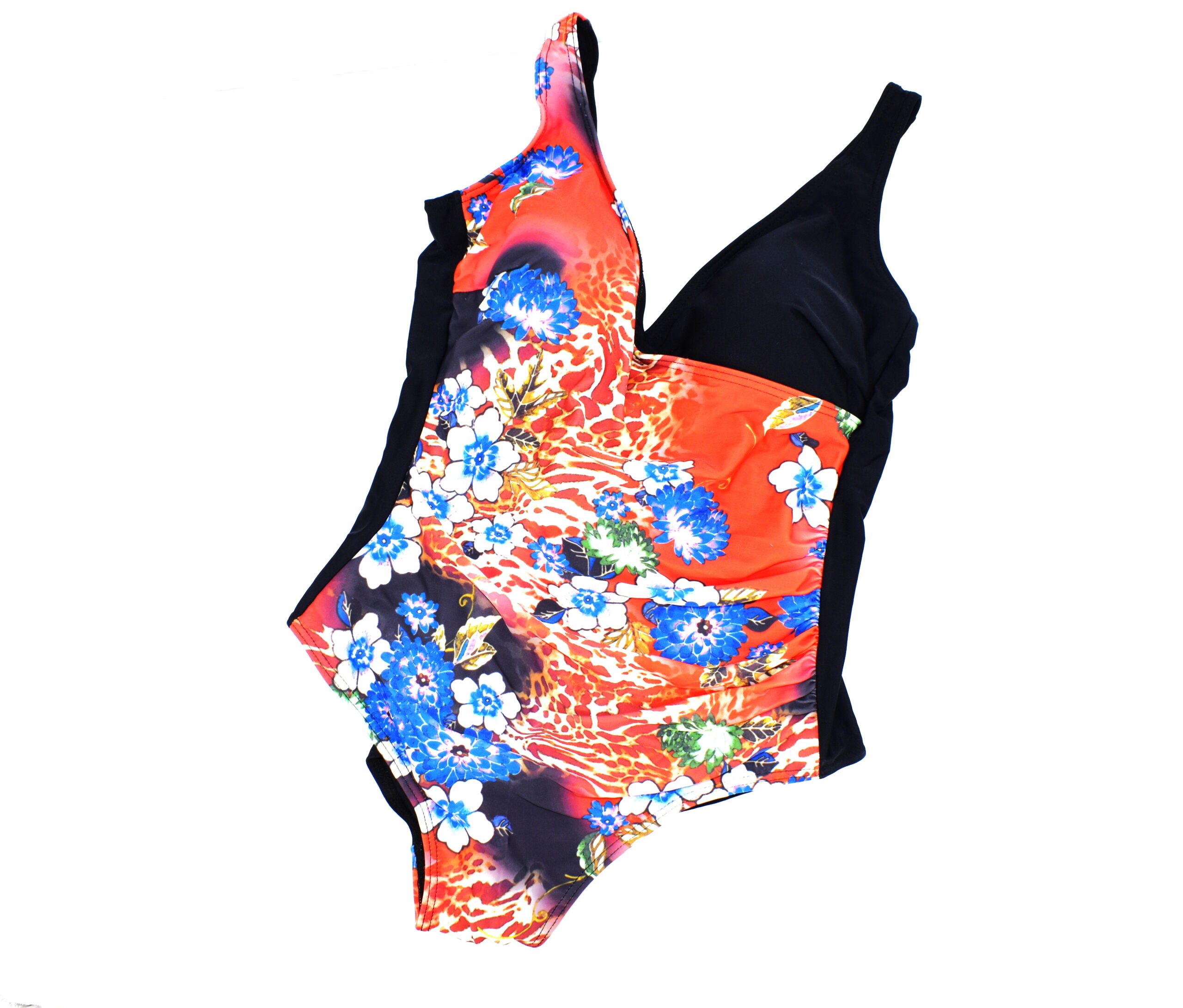 MiandMi Γυναικείο μαγιώ ολόσωμο μαύρο  κρουαζέ Floral k.25108