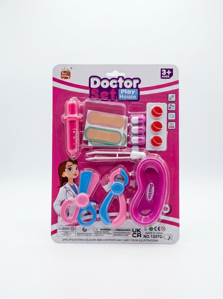 Παιδικό Ιατρικό Σετ Παιχνιδιού Doctor Play Set με 7 Εργαλεία & Αξεσουάρ (Ροζ)k.CH 1207A-7-6902908888282
